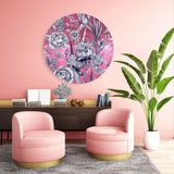 Floral Pattern Flowers Mirrored Acrylic Circles Contemporary Home DǸcor Printed acrylic 