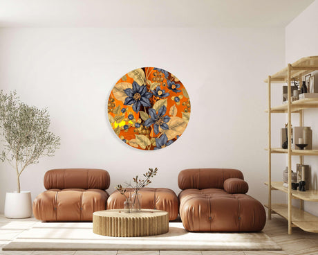 Flowers and Berries Mirrored Acrylic Circles Contemporary Home DǸcor Printed acrylic 