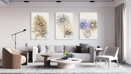 Flowers Pattern Set of 3 Prints Modern Wall Art Modern Artwork Image 2