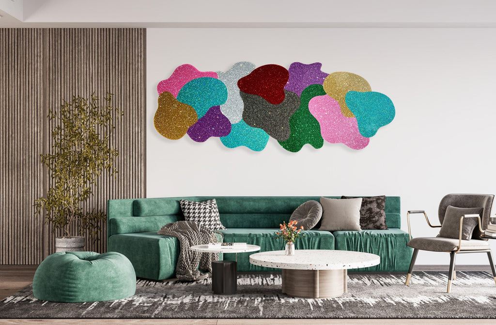 Glitter Abstract Art Wall Decor Wall Sculpture - uniqstiq