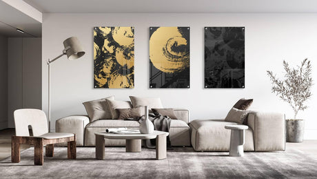 Gold and Black Style Set of 3 Prints Modern Wall Art Modern Artwork Image 2