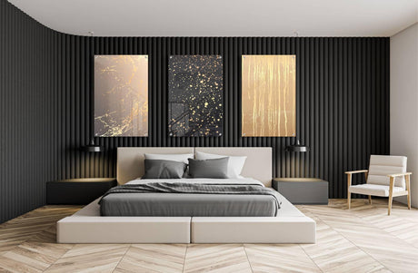 Golden Artwork Set of 3 Prints Modern Wall Art Modern Artwork Image 1