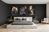 Golden Leaves Set of 3 Prints Modern Wall Art Modern Artwork Image 2