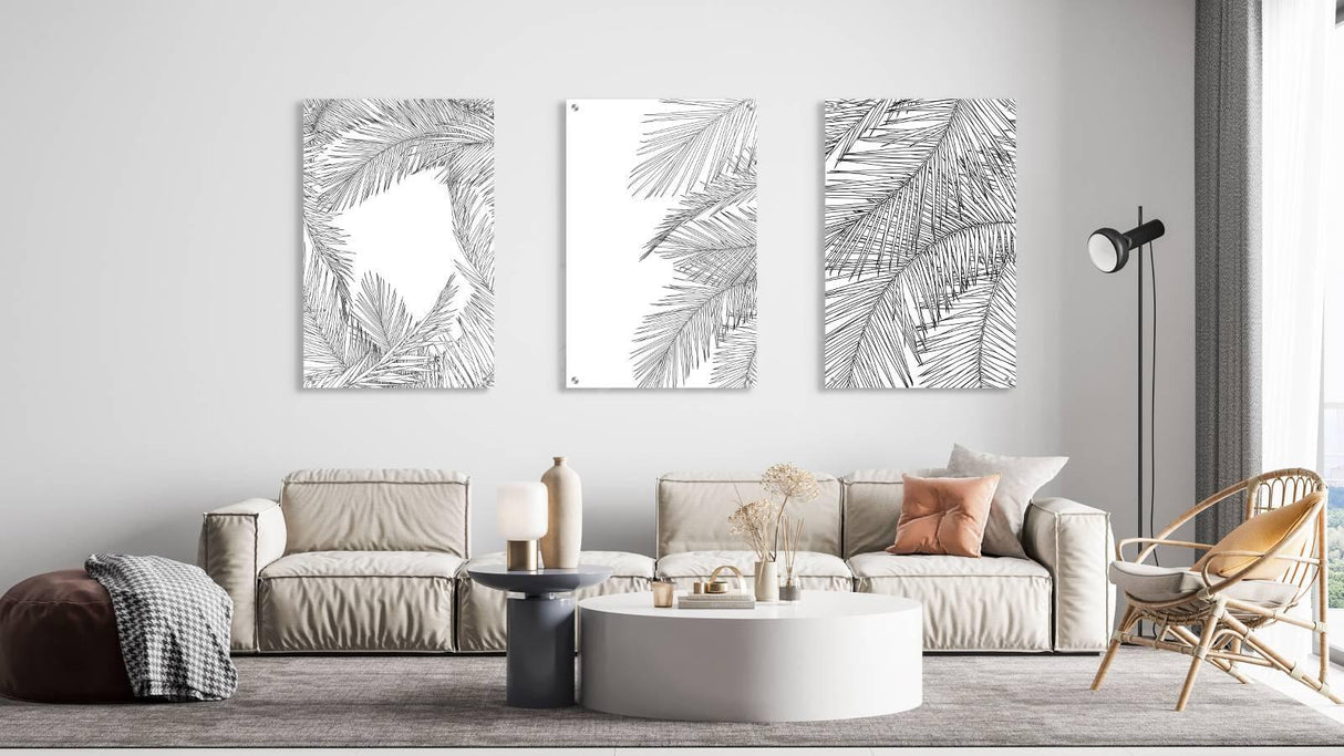 Graphic Leaves Pattern Set of 3 Prints Modern Wall Art Modern Artwork Image 2