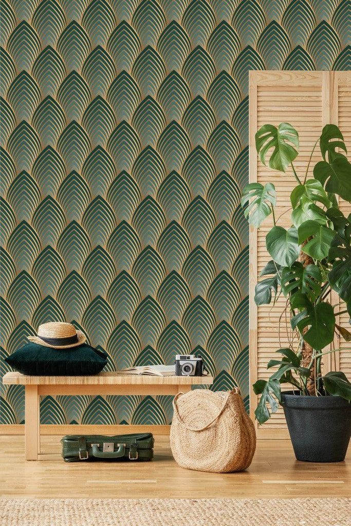 Green and Gold Design Wallpaper - uniqstiq