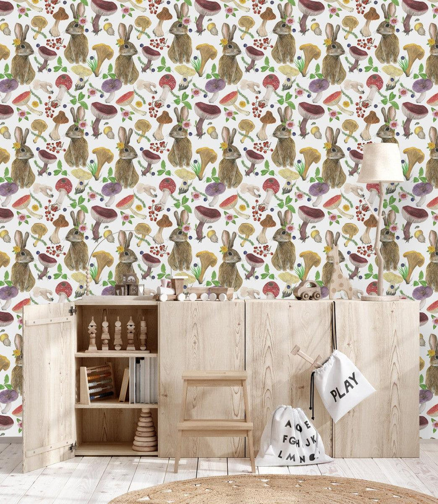 Hares and Mushrooms Wallpaper - uniqstiq