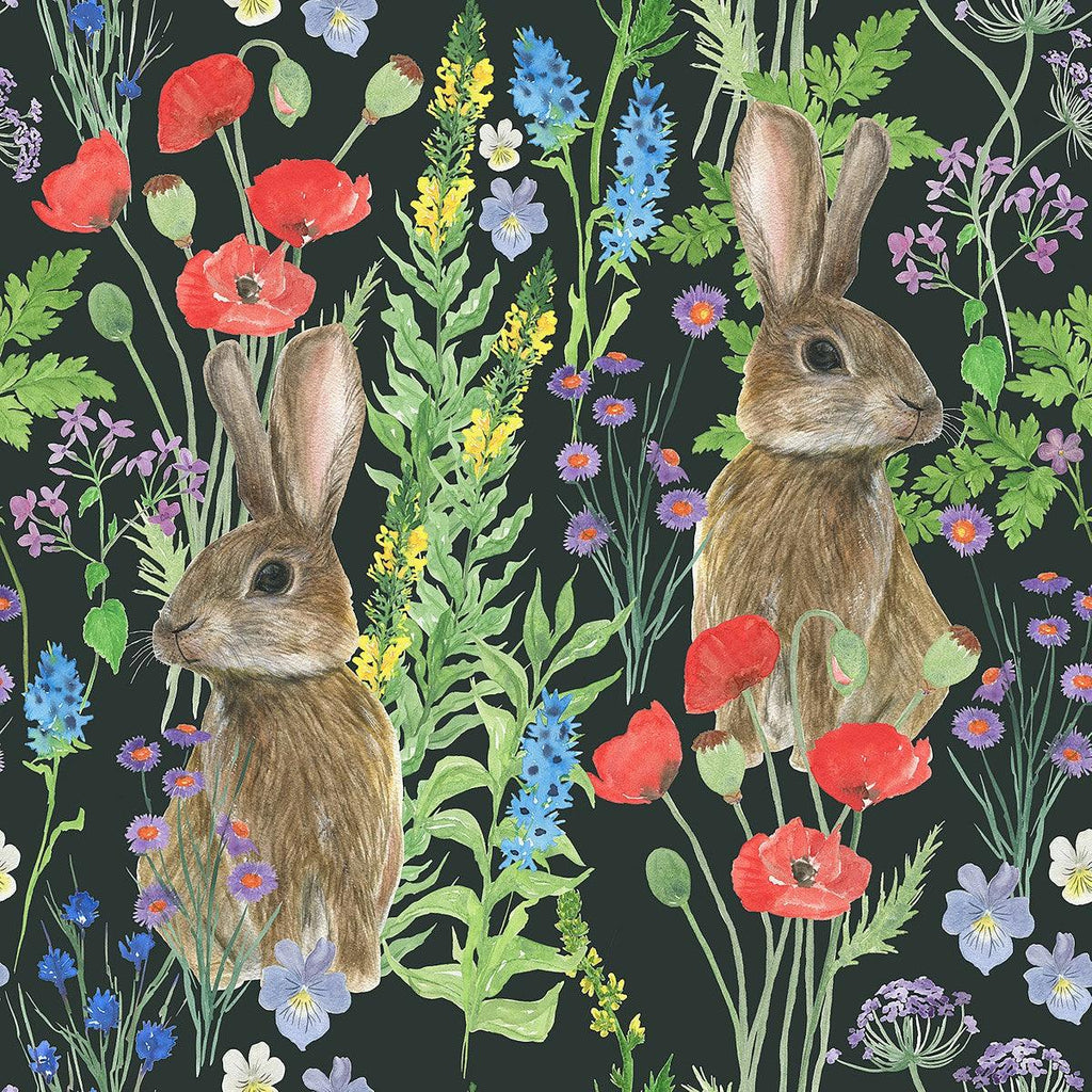 Hares Between Poppies Wallpaper