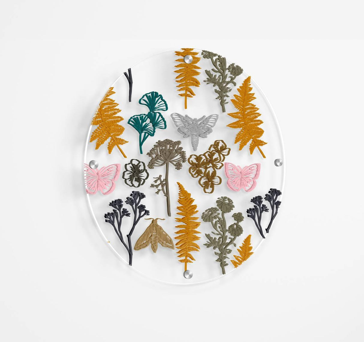 Herbs Pattern Printed Transparent Acrylic Circle - uniqstiq