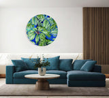 Jungle Green Leaves Mirrored Acrylic Circles Contemporary Home DǸcor Printed acrylic 