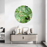 Jungle Green Leaves Mirrored Acrylic Circles Contemporary Home DǸcor Printed acrylic 