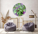 Jungle Green Leaves Mirrored Acrylic Circles Contemporary Home DǸcor Printed acrylic 