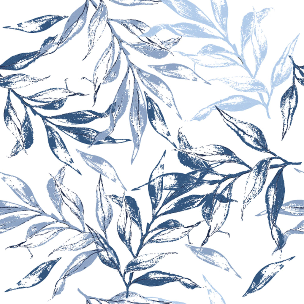uniQstiQ Botanical Large Blue Leaves Wallpaper Wallpaper