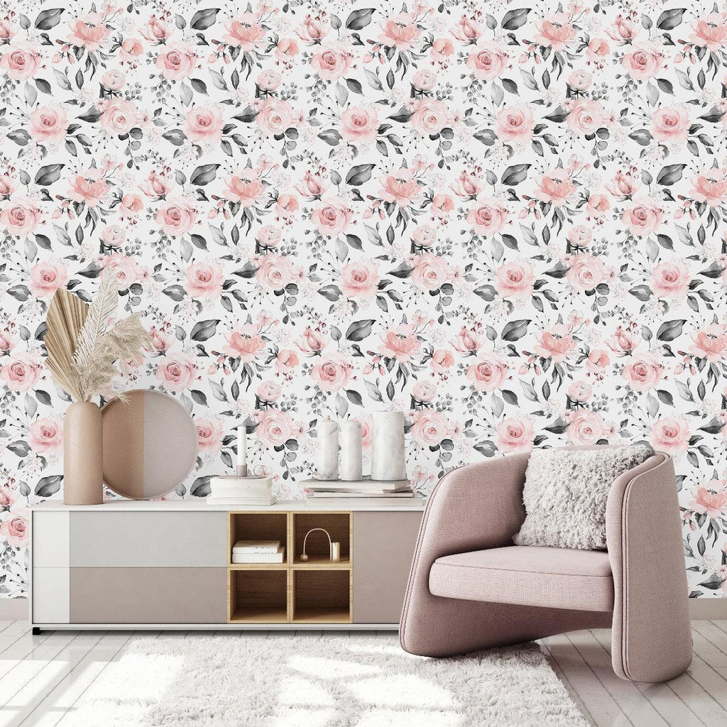 Light Pink Roses Wallpaper uniQstiQ Floral