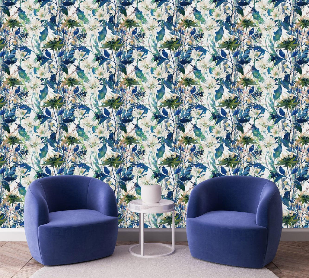 Blue Leaves Wallpaper uniQstiQ Botanical
