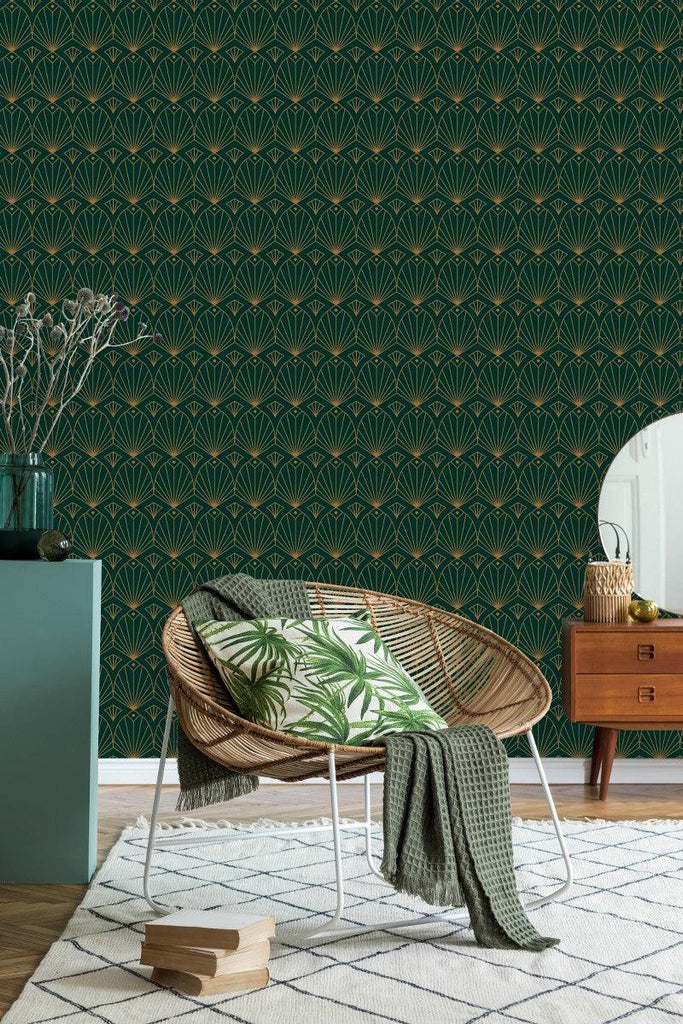 Modish Dark Green Wallpaper Chic - uniqstiq