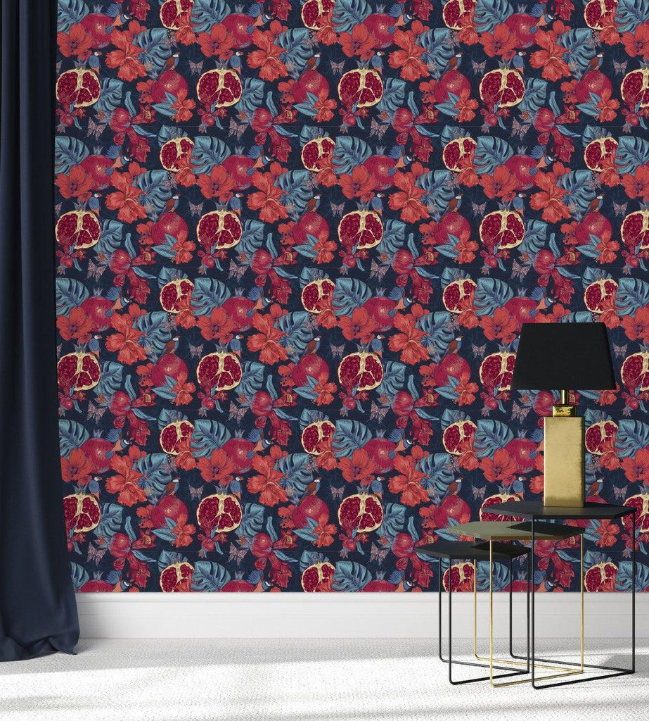 Monstera and Pomegranat Wallpaper  uniQstiQ Botanical