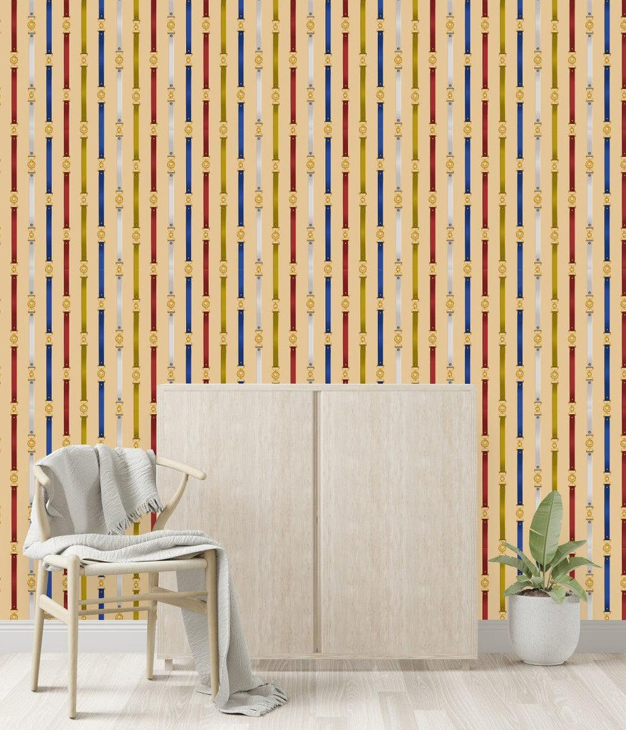 Multicolored Lines on Yellow Wallpaper - uniqstiq