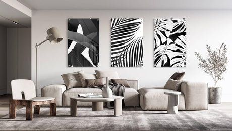 Palm Leaves Set of 3 Prints Modern Wall Art Modern Artwork Image 1