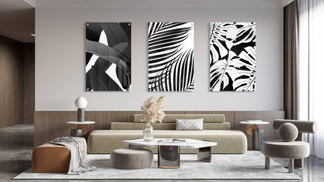 Palm Leaves Set of 3 Prints Modern Wall Art Modern Artwork Image 2