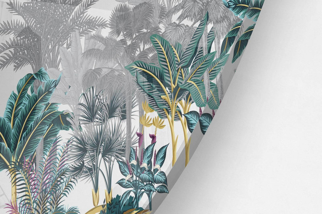 Palms Pattern Printed Transparent Acrylic Circle - uniqstiq