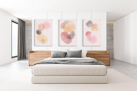 Pink Shapes Pattern Set of 3 Prints Modern Wall Art Modern Artwork Image 2