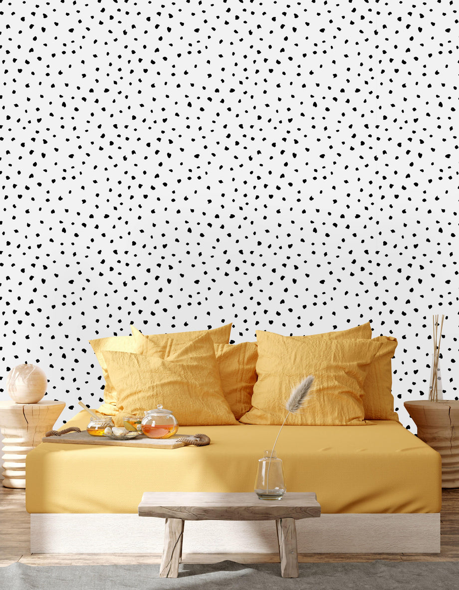 black and gold polka dots wallpaper