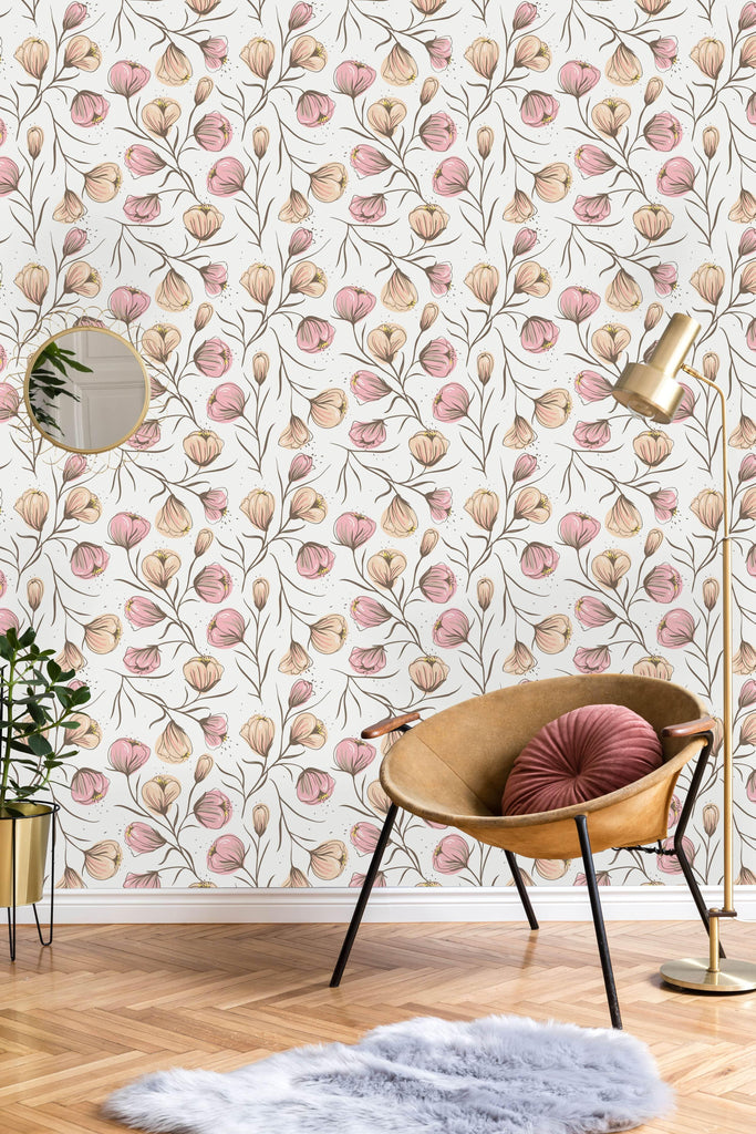 uniQstiQ Geometric Soft Floral Pattern Wallpaper Wallpaper