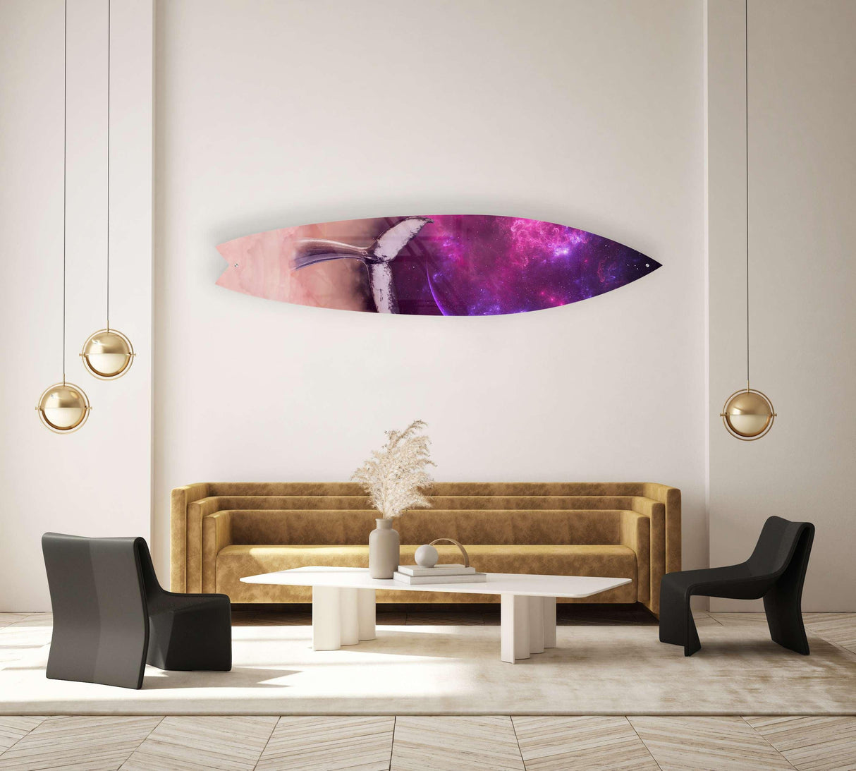 Space Whale in Clouds Acrylic Surfboard Wall Art - uniqstiq