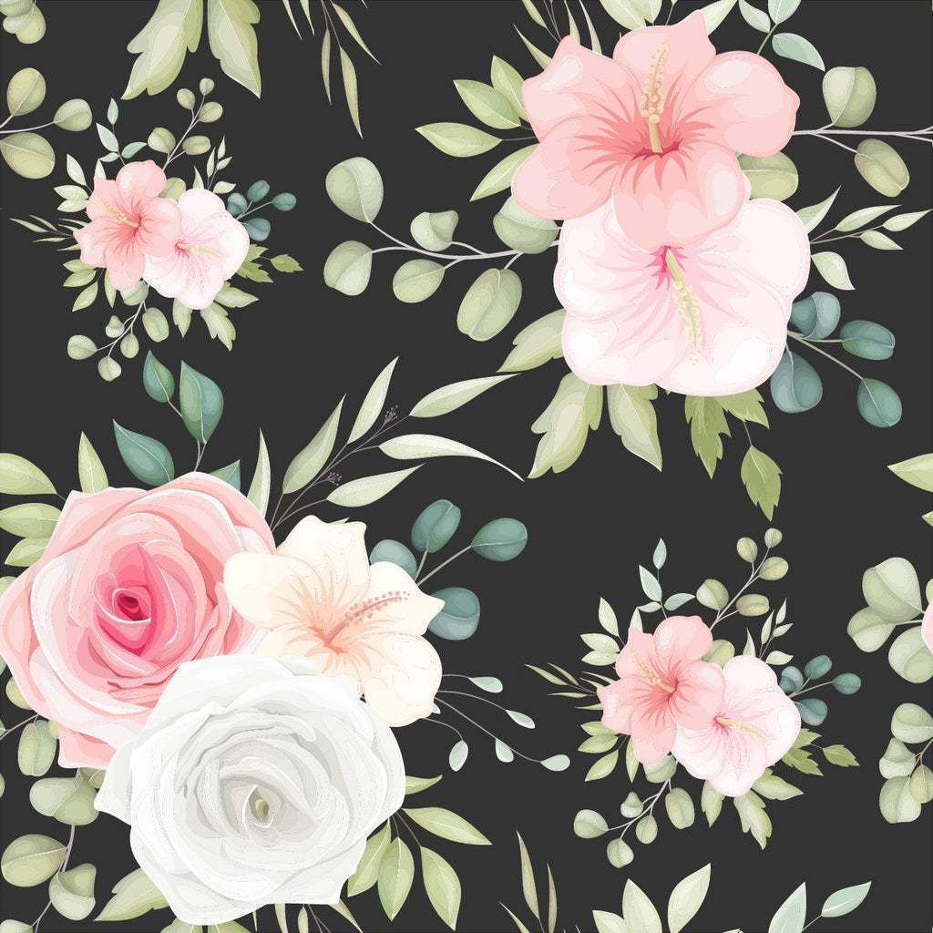 Stylish Dark Wallpaper with Roses Chic - uniqstiq