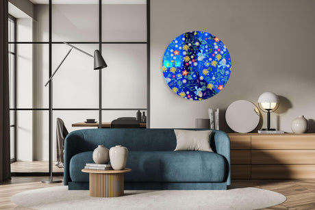 Summer Flowers Mirrored Acrylic Circles Contemporary Home DǸcor Printed acrylic 