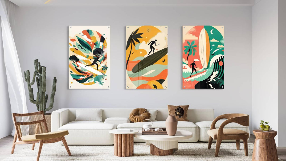 Surfing Style Set of 3 Prints Modern Wall Art Modern Artwork Image 2