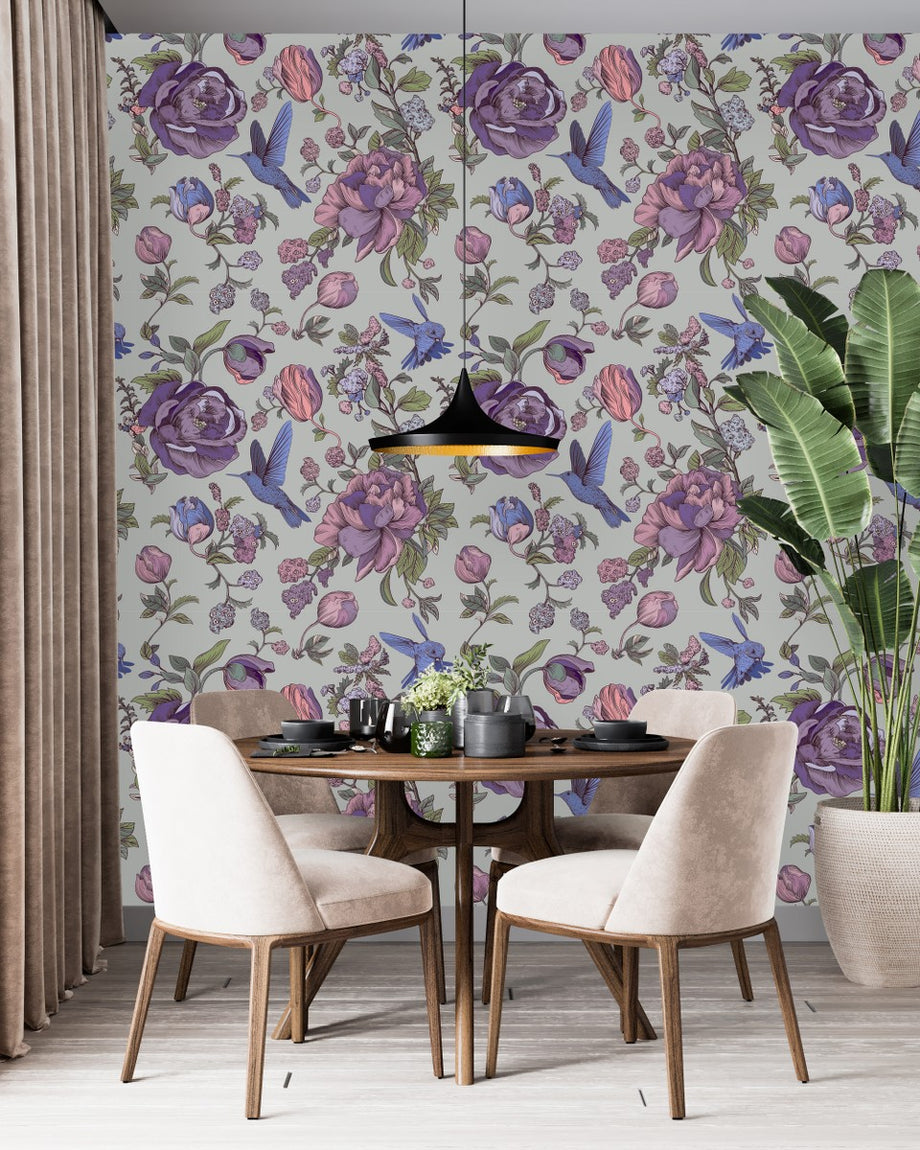 vintage flowers wallpaper purple
