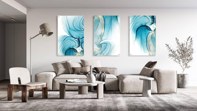 Turquoise Pattern Set of 3 Prints Modern Wall Art Modern Artwork Image 1