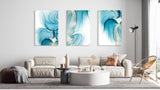 Turquoise Pattern Set of 3 Prints Modern Wall Art Modern Artwork Image 2