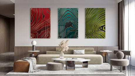 Twisted Lines Set of 3 Prints Modern Wall Art Modern Artwork Image 2