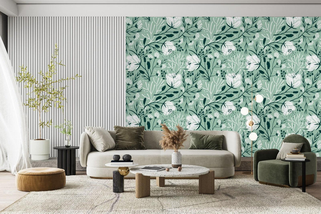 Green Floral Wallpaper uniQstiQ Floral