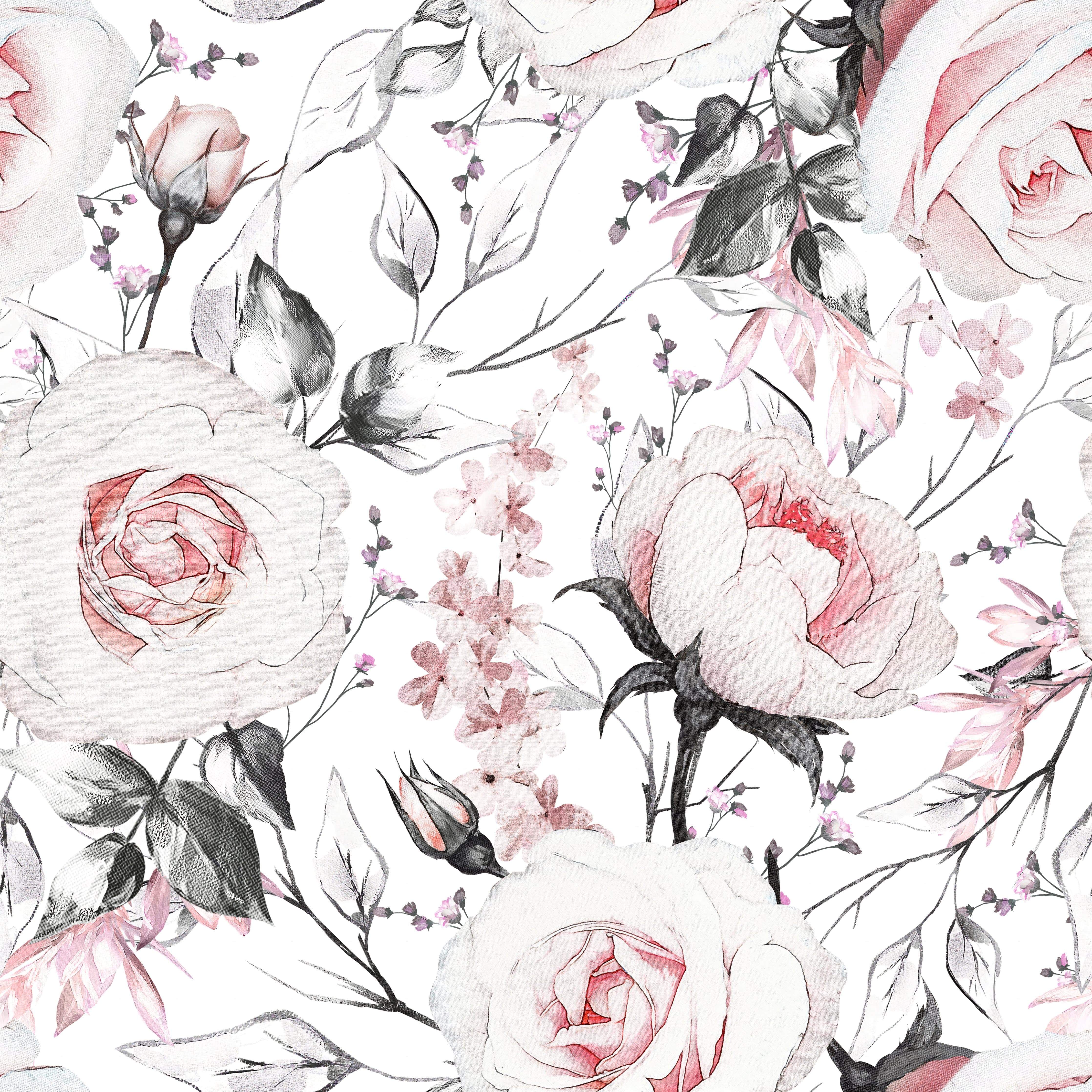 Watercolored Pink Flowers Wallpaper buy at the best price with delivery –  uniqstiq
