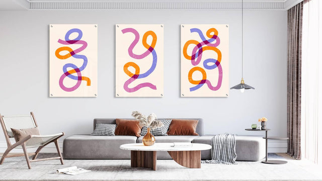 Wavy Abstract Pattern Set of 3 Prints Modern Wall Art Modern Artwork Image 1