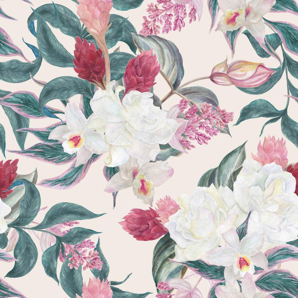 White and Pink Flowers Wallpaper uniQstiQ Murals