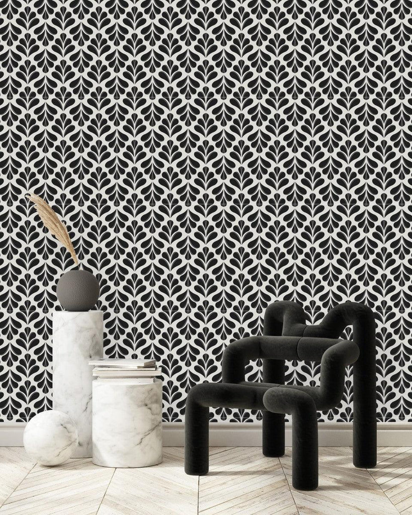 White Wallpaper with Abstract Design - uniqstiq
