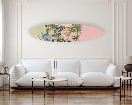 Zebra Pattern Acrylic Surfboard Wall Art